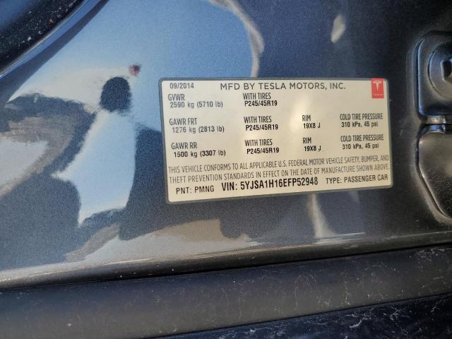 5YJSA1H16EFP52948 - 2014 TESLA MODEL S GRAY photo 12