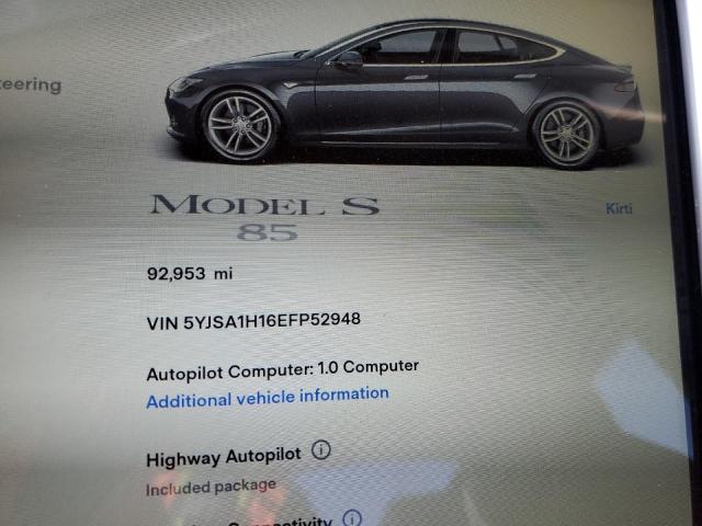 5YJSA1H16EFP52948 - 2014 TESLA MODEL S GRAY photo 9