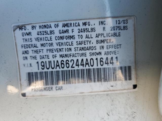 19UUA66244A016441 - 2004 ACURA TL WHITE photo 12