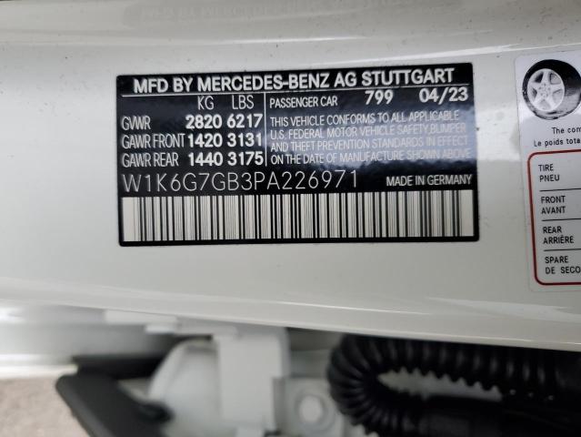 W1K6G7GB3PA226971 - 2023 MERCEDES-BENZ S 580 4MATIC WHITE photo 12