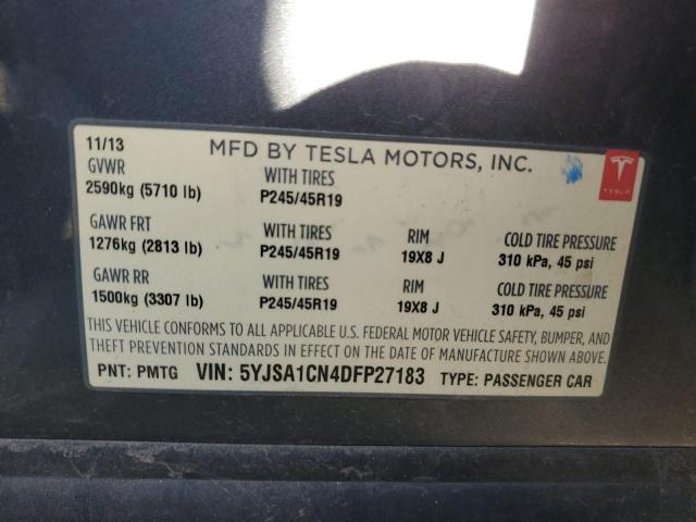 5YJSA1CN4DFP27183 - 2013 TESLA MODEL S გრაფიტი ფოტო 12