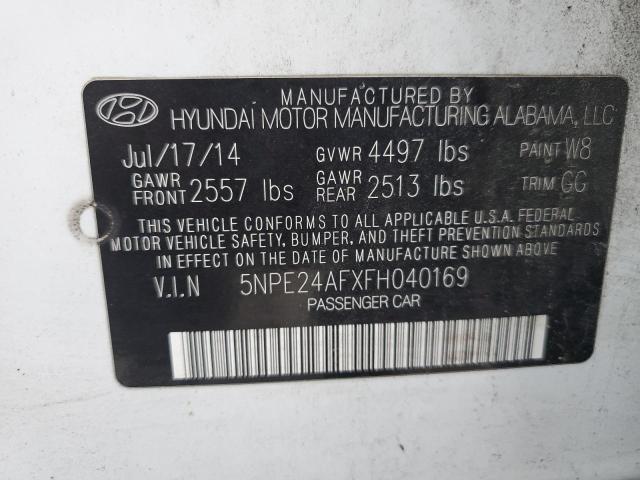 5NPE24AFXFH040169 - 2015 HYUNDAI SONATA SE WHITE photo 12