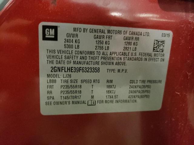 2GNFLHE39F6323358 - 2015 CHEVROLET EQUINOX LTZ RED photo 13