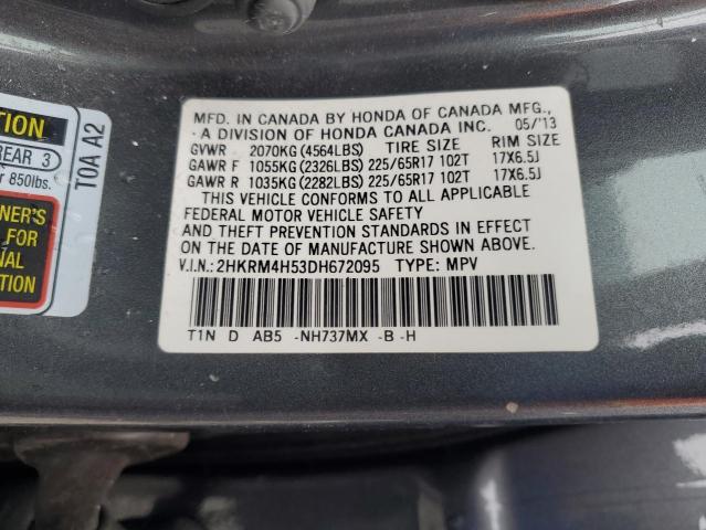 2HKRM4H53DH672095 - 2013 HONDA CR-V EX GRAY photo 13