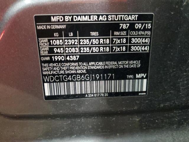 WDCTG4GB6GJ191171 - 2016 MERCEDES-BENZ GLA 250 4MATIC GRAY photo 12