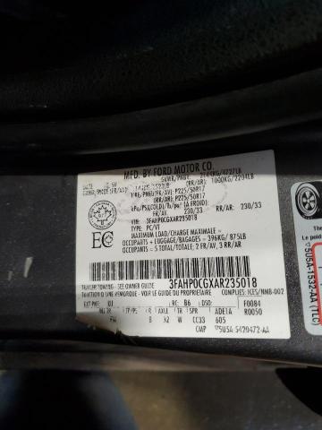 3FAHP0CGXAR235018 - 2010 FORD FUSION SEL GRAY photo 13