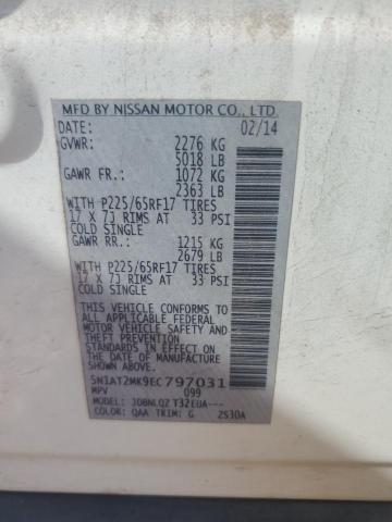 5N1AT2MK9EC797031 - 2014 NISSAN ROGUE S WHITE photo 12