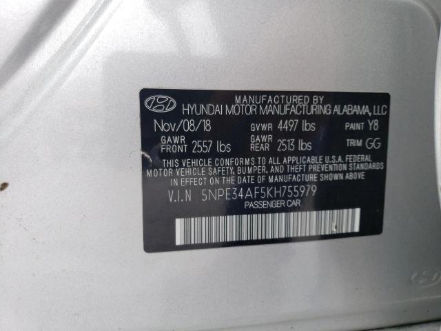 5NPE34AF5KH755979 - 2019 HYUNDAI SONATA LIMITED GRAY photo 12