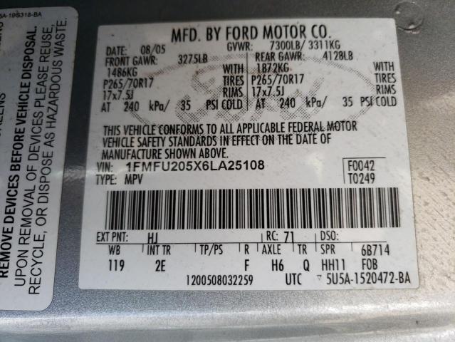 1FMFU205X6LA25108 - 2006 FORD EXPEDITION LIMITED SILVER photo 13