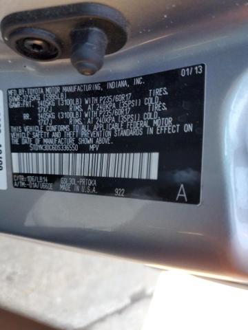 5TDYK3DC6DS336550 - 2013 TOYOTA SIENNA XLE SILVER photo 12