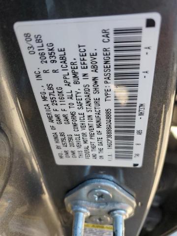 1HGCP36898A048885 - 2008 HONDA ACCORD EXL GRAY photo 12