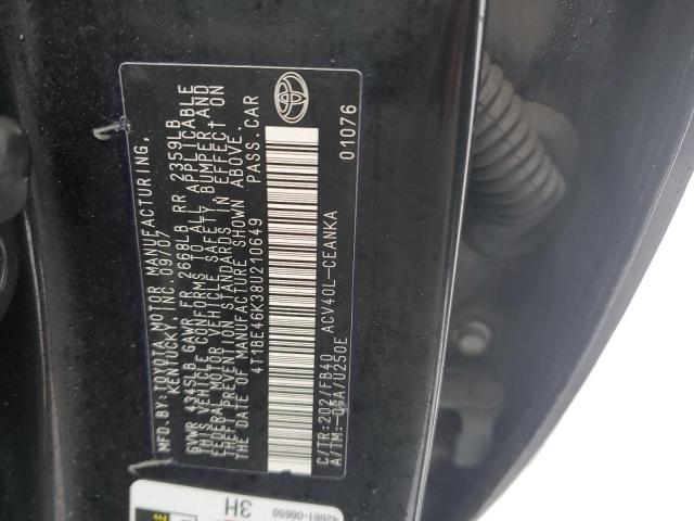 4T1BE46K38U210649 - 2008 TOYOTA CAMRY CE BLACK photo 12