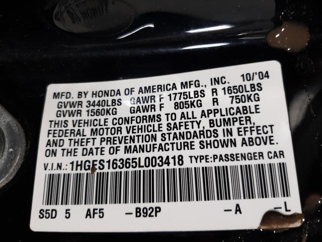 1HGES16365L003418 - 2005 HONDA CIVIC DX VP Qara foto 13