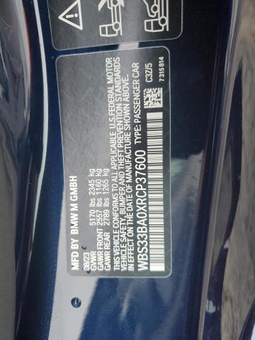 WBS33BA0XRCP37600 - 2024 BMW M4 COMPETITION BLUE photo 12