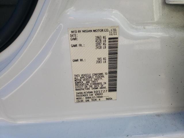 1N4BL4CV6NN305727 - 2022 NISSAN ALTIMA SR WHITE photo 12