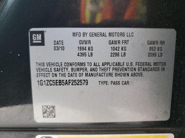 1G1ZC5EB5AF252579 - 2010 CHEVROLET MALIBU 1LT შავი ფოტო 12