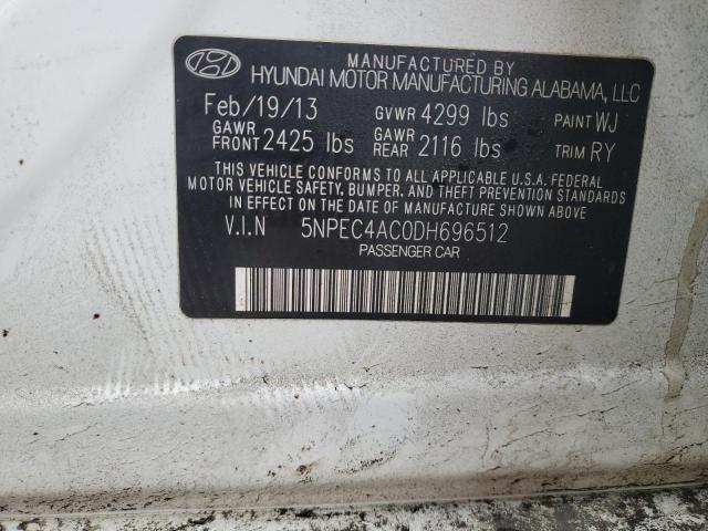 5NPEC4AC0DH696512 - 2013 HYUNDAI SONATA SE WHITE photo 12