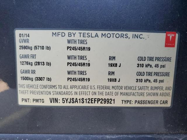 5YJSA1S12EFP29921 - 2014 TESLA MODEL S 灰色 照片 12