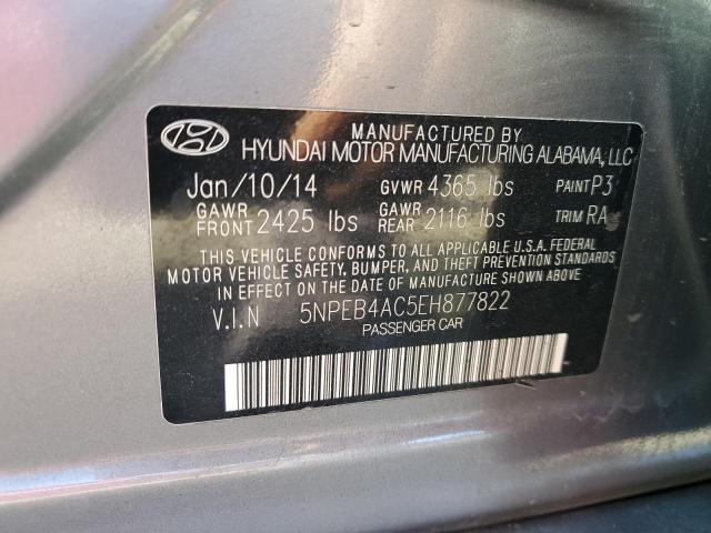 5NPEB4AC5EH877822 - 2014 HYUNDAI SONATA GLS GRAY photo 13