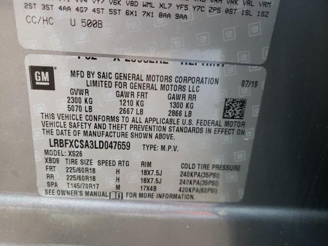 LRBFXCSA3LD047659 - 2020 BUICK ENVISION ESSENCE GRAY photo 13