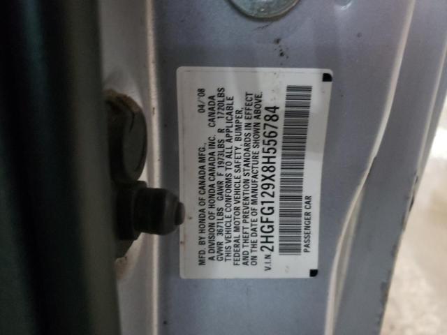 2HGFG129X8H556784 - 2008 HONDA CIVIC EXL ვერცხლისფერი ფოტო 12