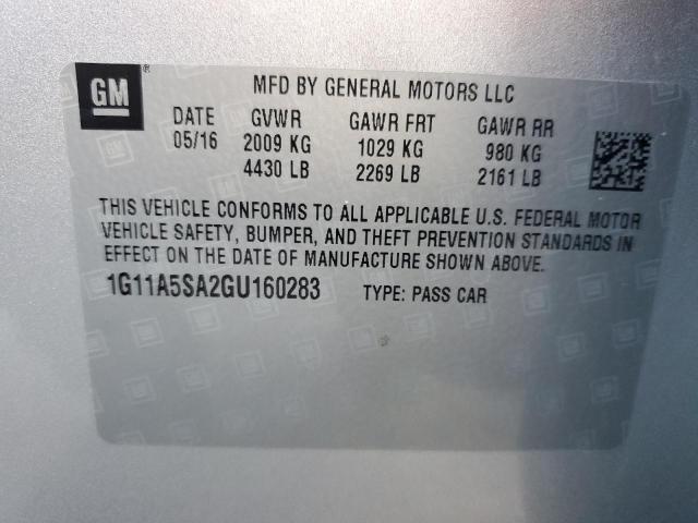 1G11A5SA2GU160283 - 2016 CHEVROLET MALIBU LIM LS 银色 照片 12