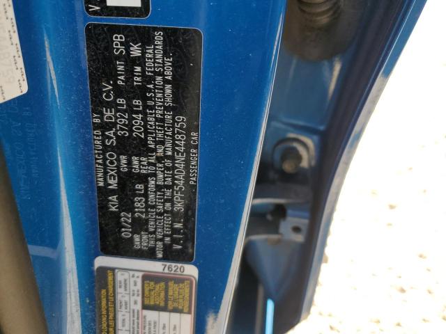 3KPF54AD4NE448759 - 2022 KIA FORTE GT LINE BLUE photo 12