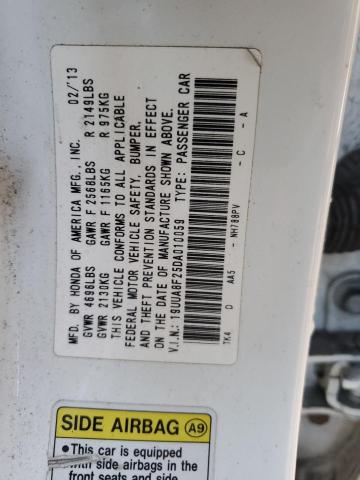 19UUA8F25DA010059 - 2013 ACURA TL WHITE photo 12