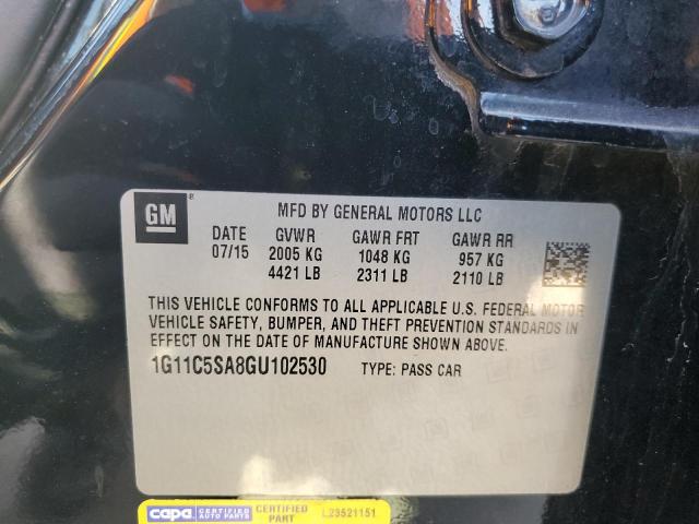 1G11C5SA8GU102530 - 2016 CHEVROLET MALIBU LIM LT Қара фото 12