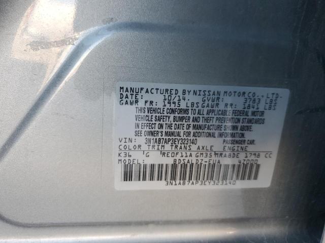 3N1AB7AP3EY323140 - 2014 NISSAN SENTRA S SILVER photo 12