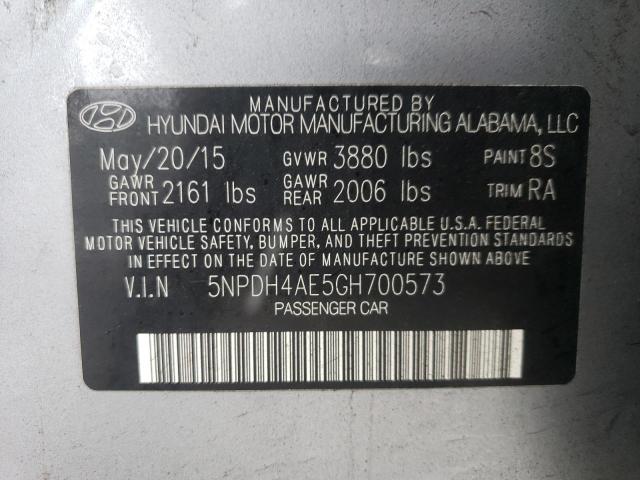 5NPDH4AE5GH700573 - 2016 HYUNDAI ELANTRA SE SILVER photo 13