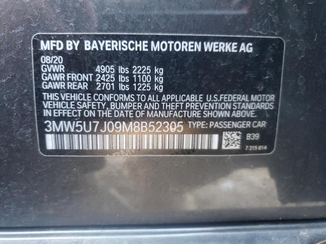 3MW5U7J09M8B52305 - 2021 BMW M340I GRAY photo 12