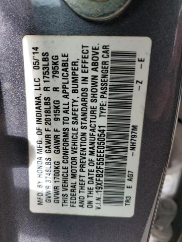 19XFB2F55EE050541 - 2014 HONDA CIVIC LX GRAY photo 12