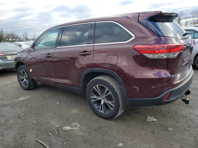 5TDBGRFH5KS063939 - 2019 TOYOTA HIGHLANDER HYBRID BURGUNDY photo 2