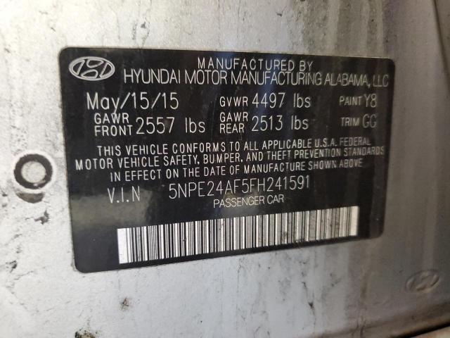 5NPE24AF5FH241591 - 2015 HYUNDAI SONATA SE SILVER photo 12