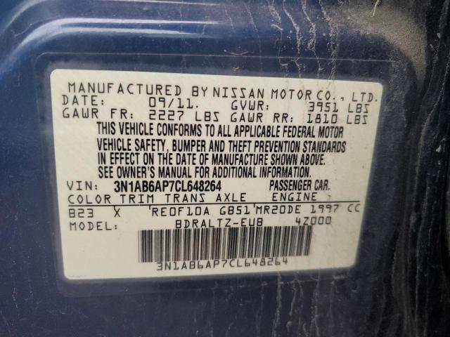 3N1AB6AP7CL648264 - 2012 NISSAN SENTRA 2.0 BLUE photo 12