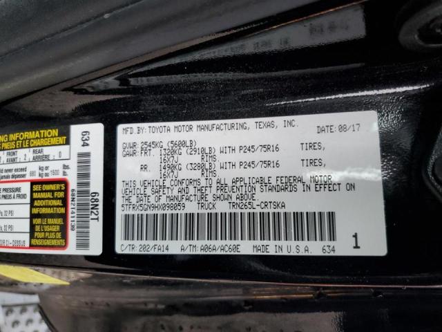 5TFRX5GN9HX098059 - 2017 TOYOTA TACOMA ACCESS CAB შავი ფოტო 12