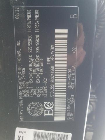 5TDLZRBH2NS244960 - 2022 TOYOTA HIGHLANDER XSE BLACK photo 13