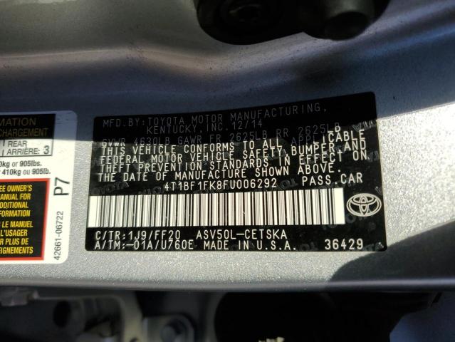 4T1BF1FK8FU006292 - 2015 TOYOTA CAMRY LE SILVER photo 13
