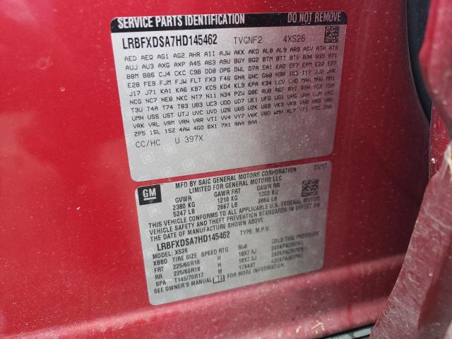 LRBFXDSA7HD145462 - 2017 BUICK ENVISION ESSENCE 勃艮第红 照片 13