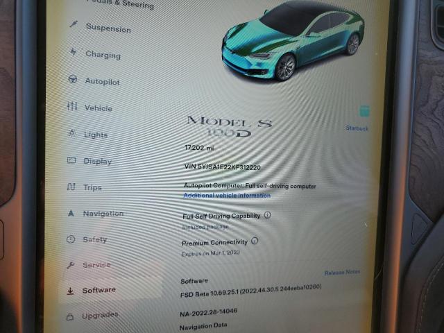 5YJSA1E22KF312220 - 2019 TESLA MODEL S Սև լուսանկար 9