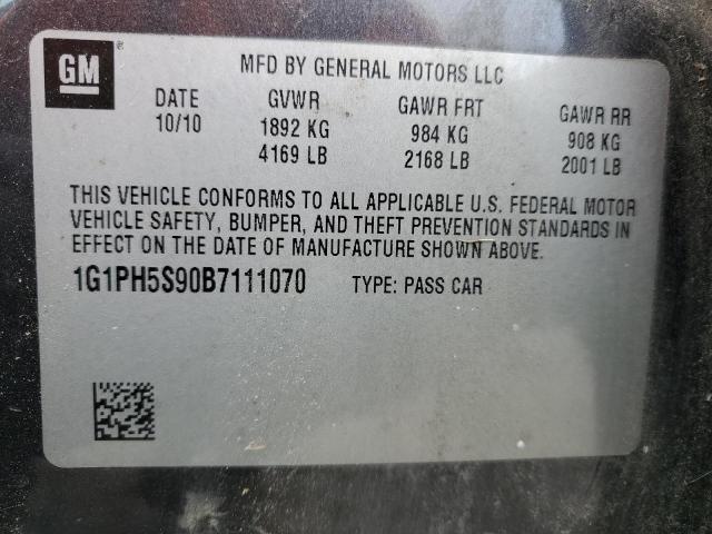 1G1PH5S90B7111070 - 2011 CHEVROLET CRUZE LTZ GRAY photo 12