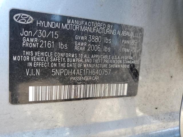 5NPDH4AE1FH640757 - 2015 HYUNDAI ELANTRA SE SILVER photo 12