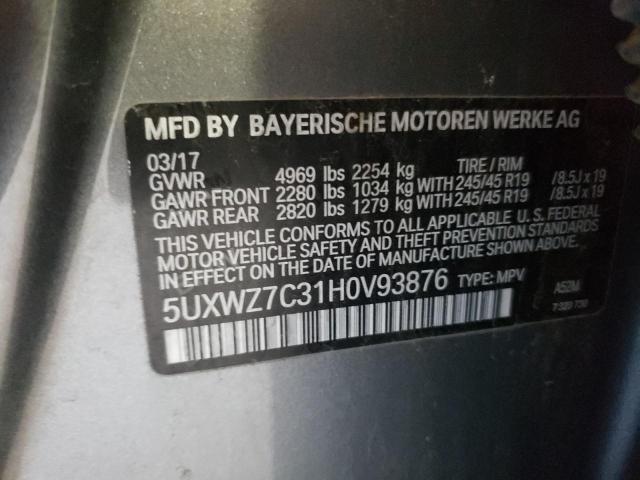 5UXWZ7C31H0V93876 - 2017 BMW X3 SDRIVE28I SILVER photo 13