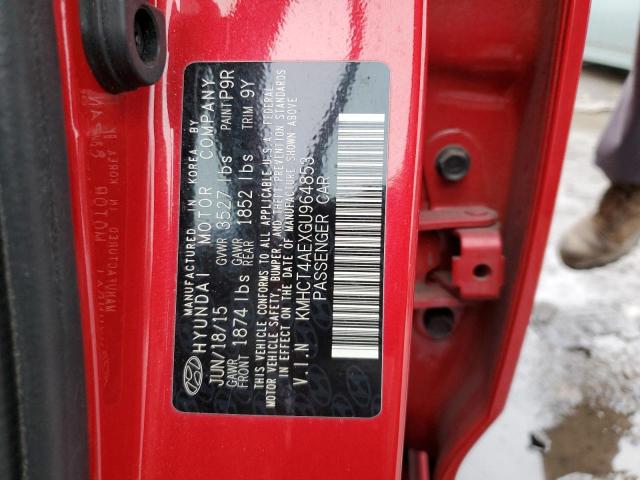 KMHCT4AEXGU964853 - 2016 HYUNDAI ACCENT SE RED photo 13