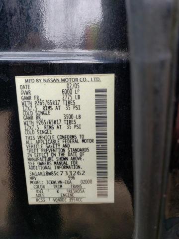 5N1AR18W85C733262 - 2005 NISSAN PATHFINDER LE BLACK photo 13