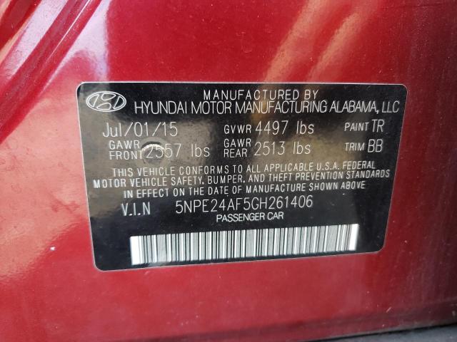 5NPE24AF5GH261406 - 2016 HYUNDAI SONATA SE RED photo 13