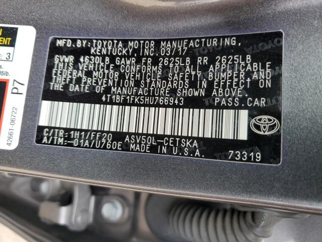 4T1BF1FK5HU766943 - 2017 TOYOTA CAMRY LE GRAY photo 13