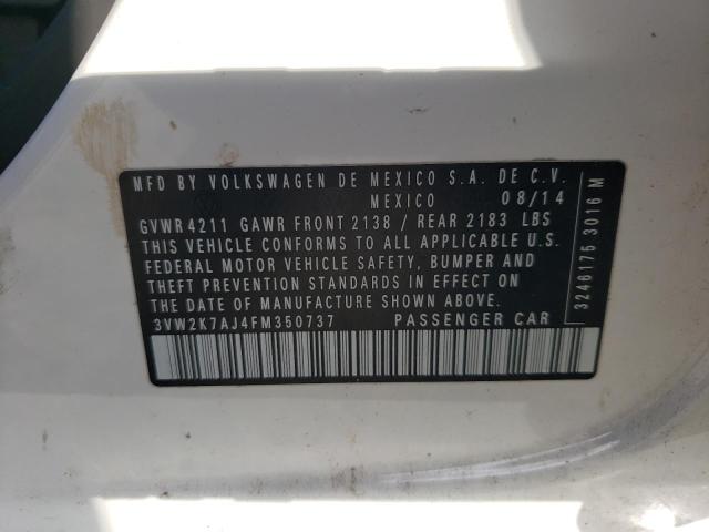 3VW2K7AJ4FM350737 - 2015 VOLKSWAGEN JETTA BASE WHITE photo 12