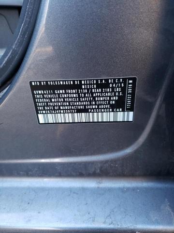 3VW2K7AJ4FM339737 - 2015 VOLKSWAGEN JETTA BASE Boz foto 12